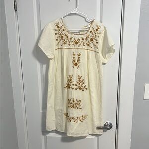 NWT Embroidered Cream Dress for